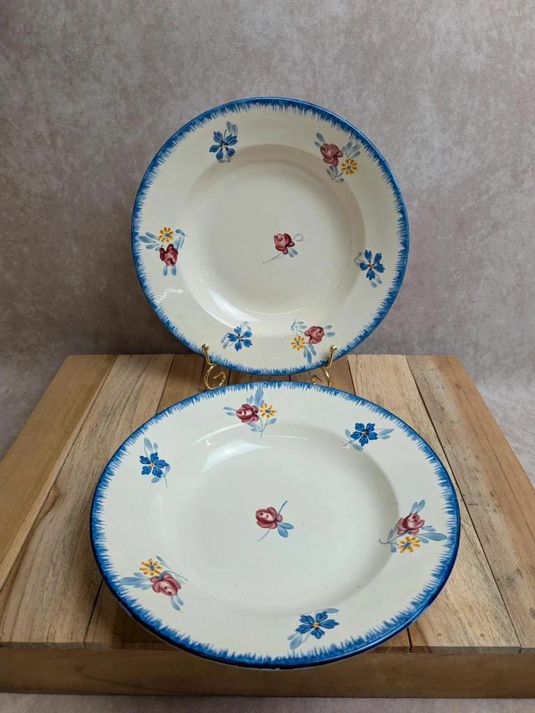 Conjunto de 2 pratos fundos vintage Digoin Sarreguemines Marie-lou Terra de Ferro – photo 2